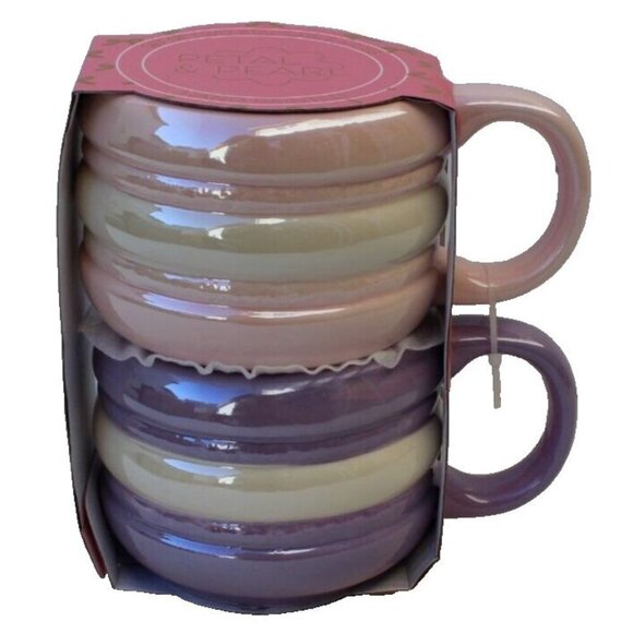 New Pink / Purple Opal Multicolored Macaroons Cookie Coffee Mug W/ Handle - Picture 1 of 2